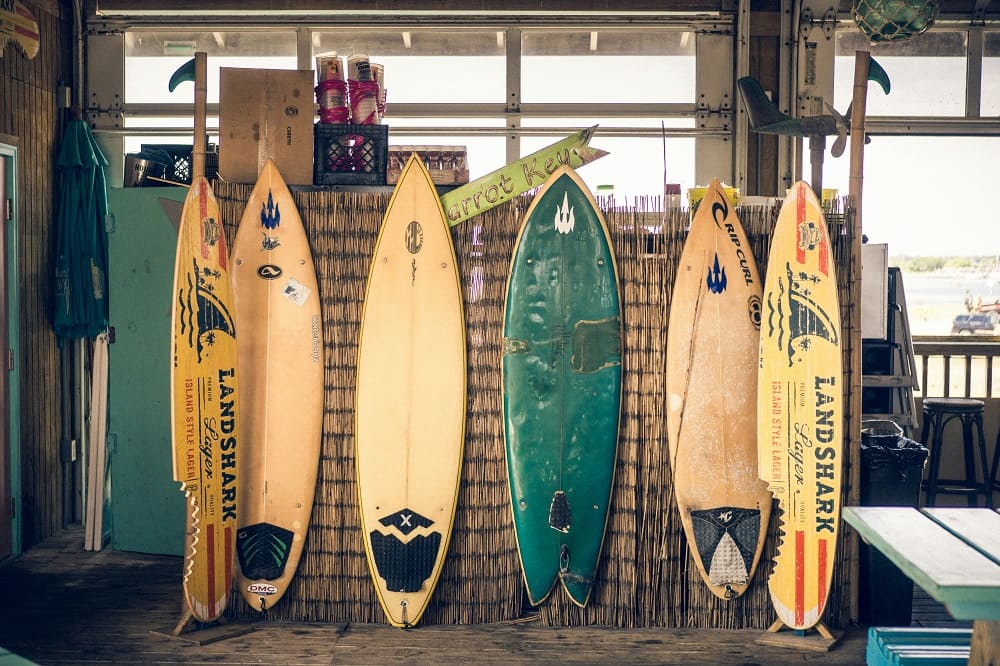 Different surfboards.